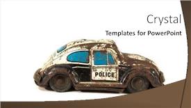  Presentation with old car - PPT theme having old-rusty-tin-toy-police background and a white colored foreground