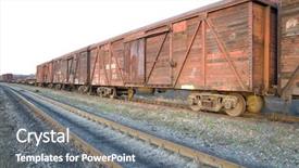  Presentation with cargo train - Audience pleasing slides consisting of old rusty train wagons backdrop and a gray colored foreground
