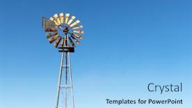  Presentation with turbine - Slides featuring old-rusty-wind-turbine-closeup background and a light blue colored foreground