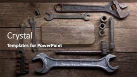  Presentation with old wood - Presentation design with old-rusty-wrenches background and a tawny brown colored foreground