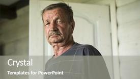  Presentation with old man - Colorful theme enhanced with old sad man portrait backdrop and a gray colored foreground
