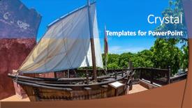  Presentation with boat tourism - Presentation theme enhanced with old-sailing-boat-entrance background and a teal colored foreground