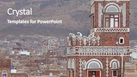  Presentation with old buildings - PPT theme enhanced with old sanaa buildings - traditional yemen house background and a gray colored foreground