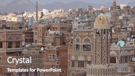  Presentation with old buildings - Presentation theme featuring old sanaa buildings - traditional yemen house background and a tawny brown colored foreground
