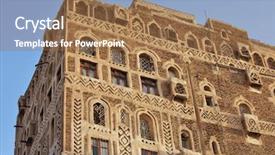 Presentation with old buildings - Amazing presentation theme having old sanaa buildings - traditional yemen house backdrop and a coral colored foreground