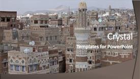 Presentation with old buildings - Slides enhanced with old sanaa buildings - traditional yemen house background and a gray colored foreground