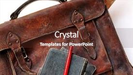  Presentation with old pen - PPT theme with old school - close up of vintage schoolbag background and a tawny brown colored foreground