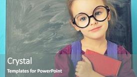  Presentation with book glasses - Beautiful theme featuring old school - cute little girl standing near backdrop and a gray colored foreground