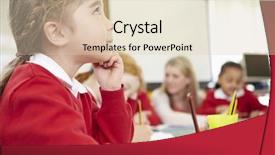  Presentation with pupil - Colorful theme enhanced with old school - female elementary pupil working backdrop and a lemonade colored foreground