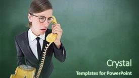  Presentation with rfid phone pay nfc - PPT layouts having old school - focused geeky businessman background and a ocean colored foreground