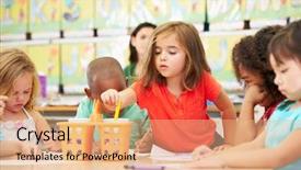  Presentation with elementary children - Slides featuring old school - group of elementary age children background and a coral colored foreground