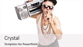  Presentation with old clothes - Cool new PPT theme with old school - mature man in hip-hop clothes backdrop and a white colored foreground
