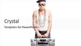  Presentation with rapper - PPT theme enhanced with old school - mature rapper holding a ghetto background and a sky blue colored foreground