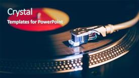  Presentation with illumination - Slides with old school - professional dj turntable with illumination background and a navy blue colored foreground