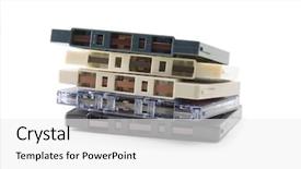  Presentation with 1970s - PPT theme having old school - stacked 1970s cassette tape isolated background and a white colored foreground
