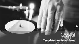  Presentation with vinyl record - Slide deck consisting of old school - turntable scratch hand of dj background and a dark gray colored foreground