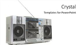  Presentation with boom box - Audience pleasing PPT theme consisting of old school - vintage boom box cassette tape backdrop and a white colored foreground