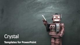  Presentation with school board - Theme enhanced with old school - vintage robot writes on black background and a dark gray colored foreground