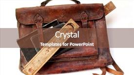  Presentation with old pen - PPT theme with old school - vintage schoolbag with notes background and a tawny brown colored foreground