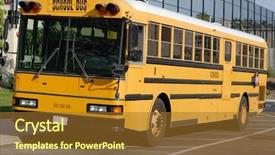  Presentation with school bus - PPT theme enhanced with old school bus - american schoolbus background and a red colored foreground