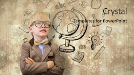  Presentation with paint splatter detailed - Colorful presentation enhanced with old school bus - cute pupil dressed up backdrop and a coral colored foreground