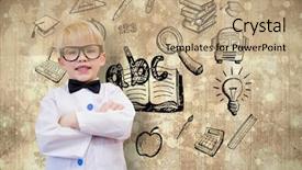  Presentation with pupil - Presentation theme consisting of old school bus - cute pupil dressed up background and a coral colored foreground