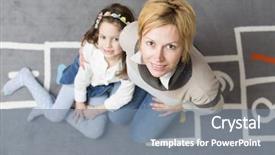  Presentation with mother and sons - Presentation theme with old school bus - mother and daughter background and a gray colored foreground