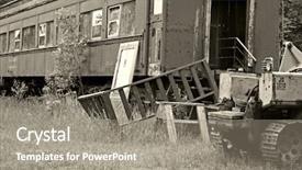  Presentation with scrap yard - Cool new presentation with old school bus - scrap yard in sephia backdrop and a gray colored foreground