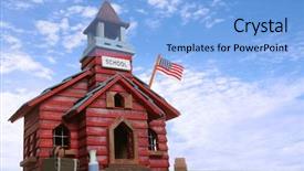  Presentation with old house - Audience pleasing presentation theme consisting of old school house isolated backdrop and a light blue colored foreground