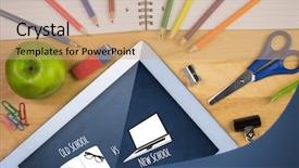  Presentation with chalkboard - Audience pleasing slide deck consisting of old school vs new school backdrop and a coral colored foreground