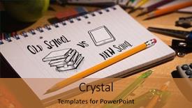  Presentation with doodle - Presentation theme with old school vs new school background and a gold colored foreground