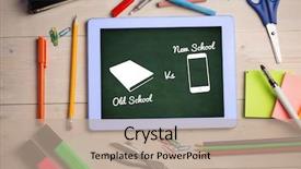  Presentation with green chalkboard - Beautiful theme featuring old school vs new school backdrop and a coral colored foreground