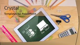  Presentation with green chalkboard - Slide set consisting of old school vs new school background and a coral colored foreground