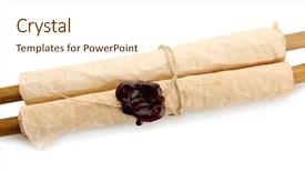  Presentation with ancient scroll - Slide set with old scroll isolated on white background and a cream colored foreground