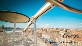  Presentation with sea port - Audience pleasing PPT theme consisting of old sea-port of marseille france view from the ferris wheel backdrop and a coral colored foreground