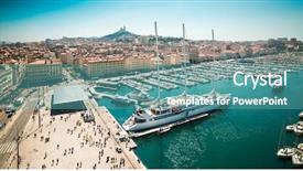  Presentation with france - Colorful presentation theme enhanced with old sea-port of marseille backdrop and a teal colored foreground