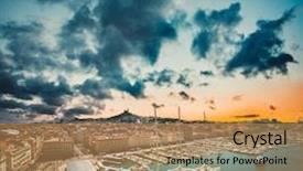  Presentation with sea port - Beautiful slide set featuring old sea-port of marseille backdrop and a coral colored foreground