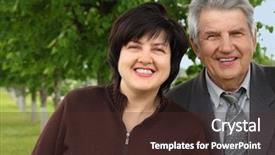  Presentation with summer trees - PPT theme featuring happy couple man fat - old senior and his adult background and a tawny brown colored foreground