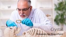  Presentation with lab - Audience pleasing PPT theme consisting of old-senior-anthropologist-working backdrop and a lemonade colored foreground