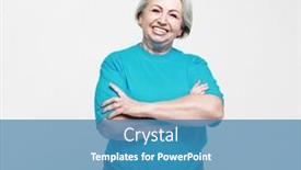 Presentation with 60s - Presentation with old-senior-female-60s-gray background and a teal colored foreground