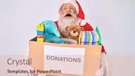  Presentation with donation - Colorful slide deck enhanced with old-senior-man-wearing-santa backdrop and a lemonade colored foreground