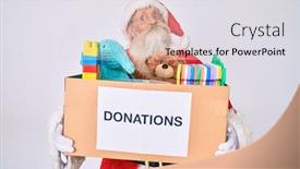  Presentation with donation - Colorful presentation enhanced with old-senior-man-wearing-santa backdrop and a light gray colored foreground