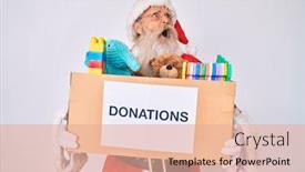  Presentation with donation - Audience pleasing PPT layouts consisting of old-senior-man-wearing-santa backdrop and a coral colored foreground
