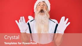  Presentation with old man - Presentation design featuring old-senior-man-wearing-santa background and a coral colored foreground