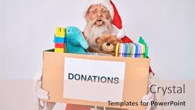  Presentation with donation - Cool new PPT theme with old-senior-man-wearing-santa backdrop and a lemonade colored foreground