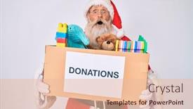  Presentation with donation - Presentation theme featuring old-senior-man-wearing-santa background and a lemonade colored foreground
