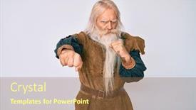  Presentation with long hair man - Beautiful PPT theme featuring old-senior-man-with-grey backdrop and a tawny brown colored foreground