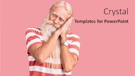  Presentation with tshirt - Slides having old-senior-man-with-grey background and a coral colored foreground