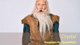  Presentation with long hair man - Slide deck enhanced with old-senior-man-with-grey background and a tawny brown colored foreground