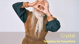  Presentation with long hair man - Beautiful slide set featuring old-senior-man-with-grey backdrop and a tawny brown colored foreground